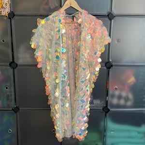 Iridescent mid length sequin kimono